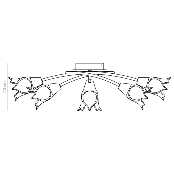 vidaXL Ceiling Lamp with Glass Shades for 5 E14 Bulbs