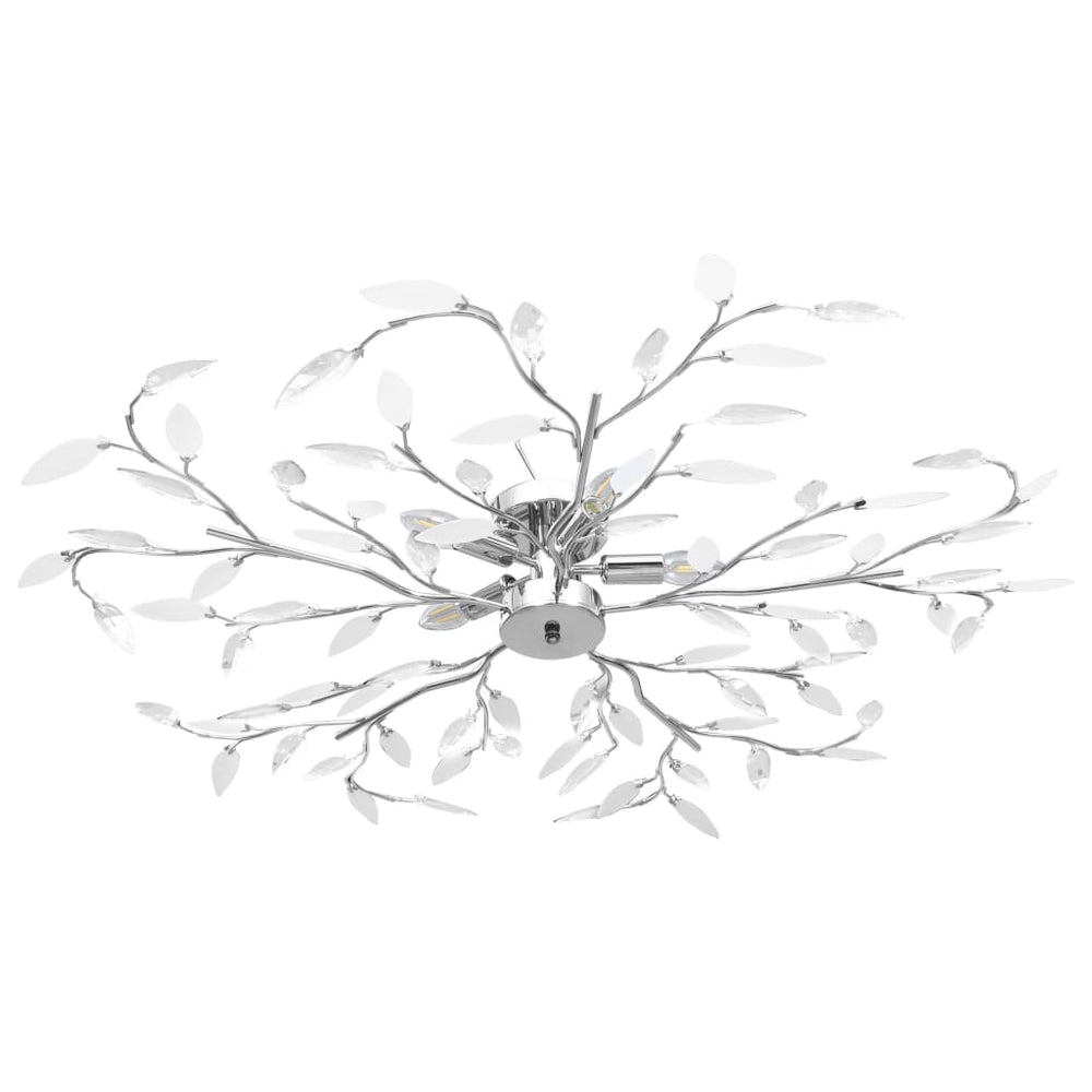 vidaXL Ceiling Lamp with Acrylic Leaf Design for 5 x E14 Bulbs White