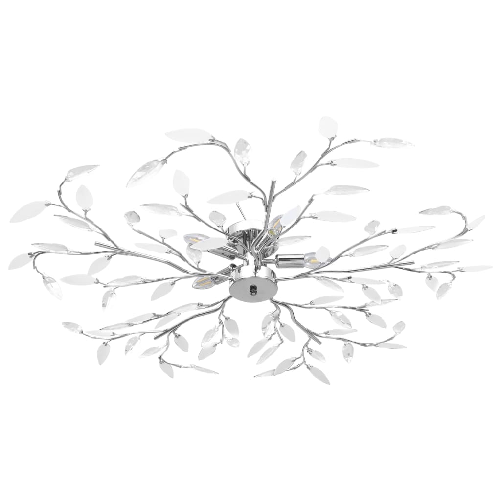 vidaXL Ceiling Lamp with Acrylic Leaf Design for 5 x E14 Bulbs White
