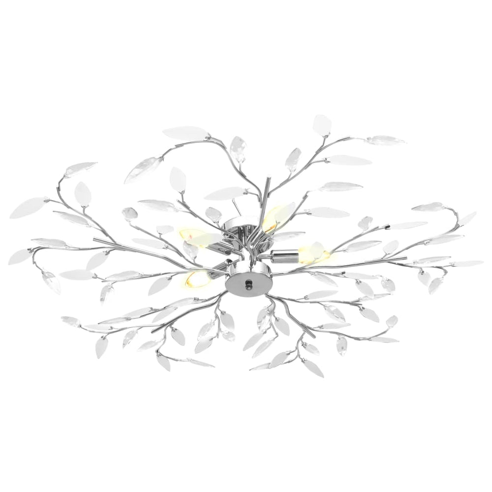 vidaXL Ceiling Lamp with Acrylic Leaf Design for 5 x E14 Bulbs White