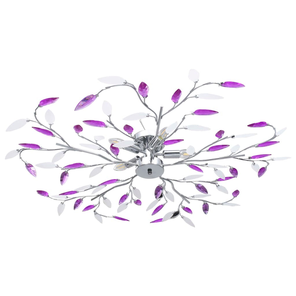 vidaXL Ceiling Lamp with Acrylic Leaves for 5 x E14 Bulbs Purple
