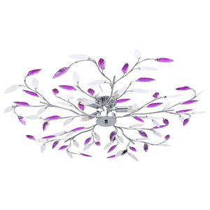 vidaXL Ceiling Lamp with Acrylic Leaves for 5 x E14 Bulbs Purple
