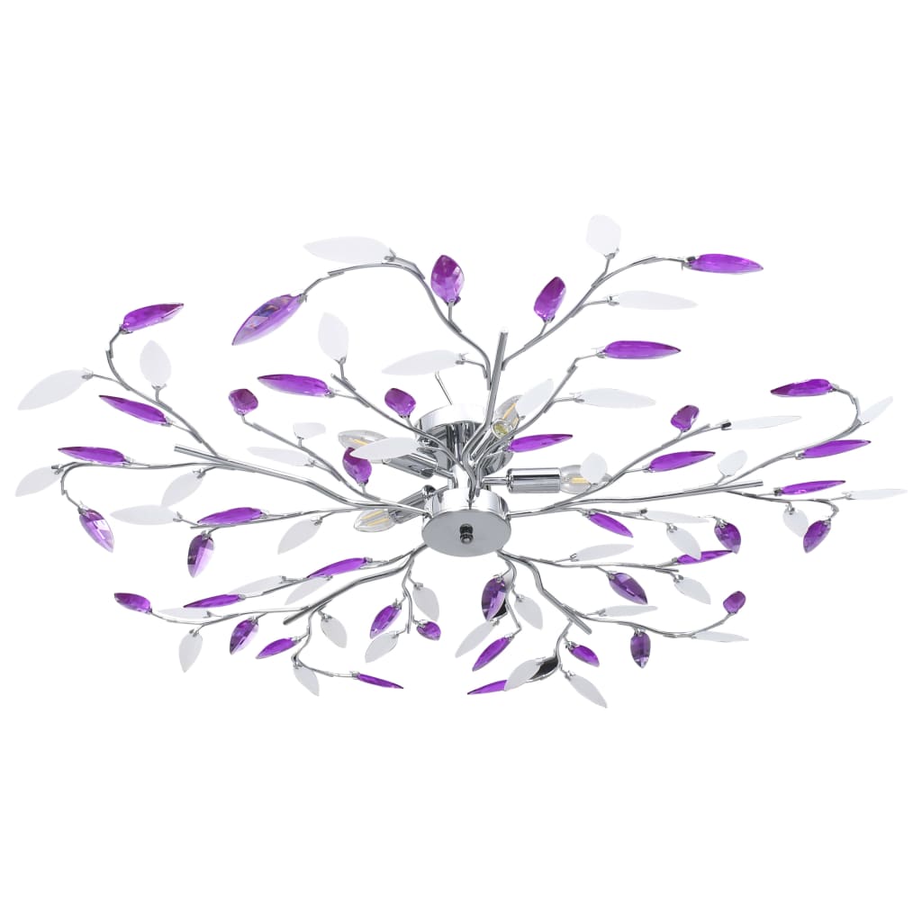 vidaXL Ceiling Lamp with Acrylic Leaves for 5 x E14 Bulbs Purple