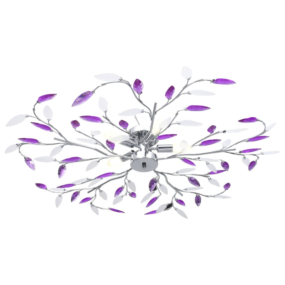 vidaXL Ceiling Lamp with Acrylic Leaves for 5 x E14 Bulbs Purple