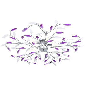 vidaXL Ceiling Lamp with Acrylic Leaves for 5 x E14 Bulbs Purple