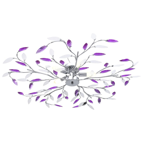 vidaXL Ceiling Lamp with Acrylic Leaves for 5 x E14 Bulbs Purple