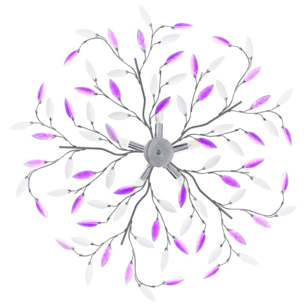 vidaXL Ceiling Lamp with Acrylic Leaves for 5 x E14 Bulbs Purple