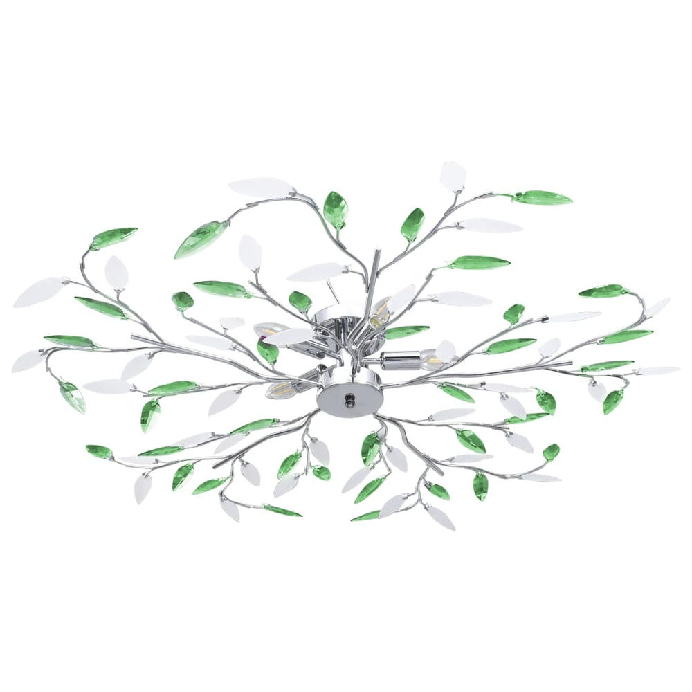 vidaXL Ceiling Light with Acrylic Glass Leaves for 5 x E14 Bulbs Green