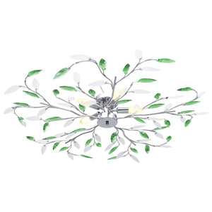 vidaXL Ceiling Light with Acrylic Glass Leaves for 5 x E14 Bulbs Green