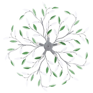 vidaXL Ceiling Light with Acrylic Glass Leaves for 5 x E14 Bulbs Green