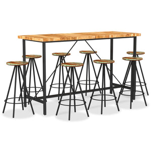 vidaXL 9-piece Bar Set Solid Acacia Wood and Reclaimed Wood