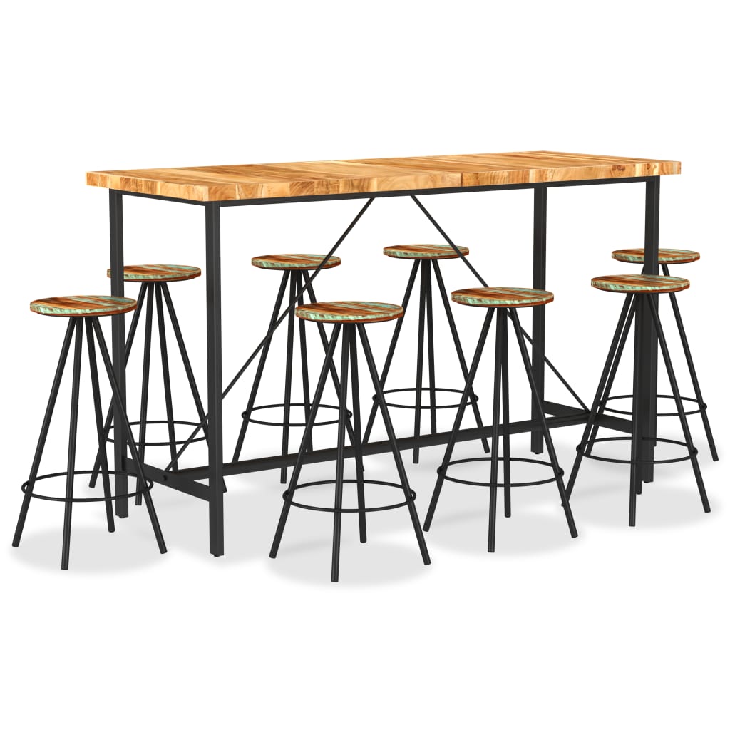 vidaXL 9-piece Bar Set Solid Acacia Wood and Reclaimed Wood