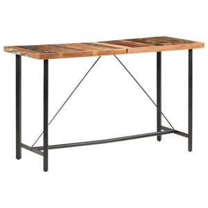 vidaXL 9-piece Bar Set Recycled Solid Wood and Real Leather