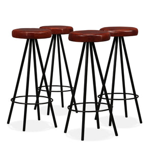 vidaXL 9-piece Bar Set Recycled Solid Wood and Real Leather
