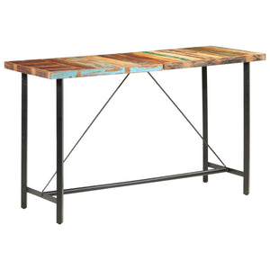 vidaXL 9-piece Bar Set Recycled Solid Wood, Genuine Leather and Canvas