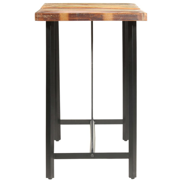 vidaXL 9-piece Bar Set Recycled Solid Wood, Genuine Leather and Canvas