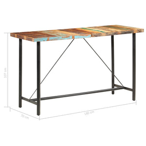 vidaXL 7-Piece Bar Set Reclaimed Wood and Real Leather