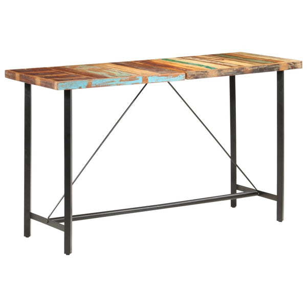 vidaXL 7-Piece Bar Set Reclaimed Wood and Real Leather