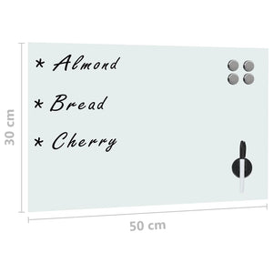 vidaXL Magnetic Glass Whiteboard Wall-Mounted 50x30 cm