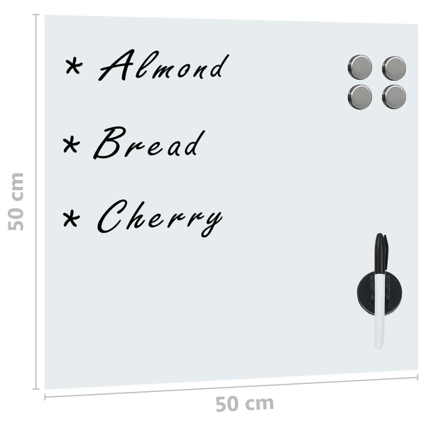 vidaXL Magnetic Glass Whiteboard Wall-mounted 50x50 cm