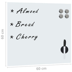 vidaXL Magnetic Glass Whiteboard Wall-Mounted 60x60 cm