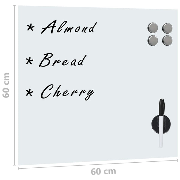 vidaXL Magnetic Glass Whiteboard Wall-Mounted 60x60 cm