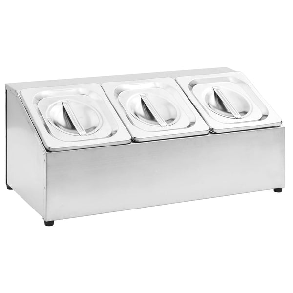 vidaXL Gastronorm Rack with 3 GN 1/6 Containers Stainless Steel