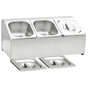 vidaXL Gastronorm Rack with 3 GN 1/6 Containers Stainless Steel