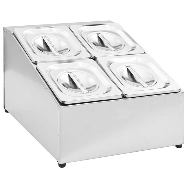 vidaXL Gastronorm Stand with 4 GN 1/6 Containers Stainless Steel