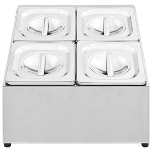vidaXL Gastronorm Stand with 4 GN 1/6 Containers Stainless Steel
