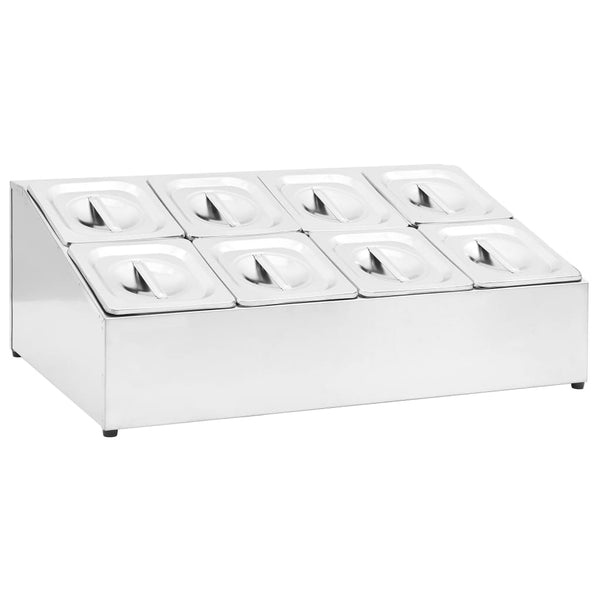 vidaXL Gastronorm Stand with 8 GN 1/6 Containers Stainless Steel