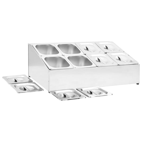 vidaXL Gastronorm Stand with 8 GN 1/6 Containers Stainless Steel