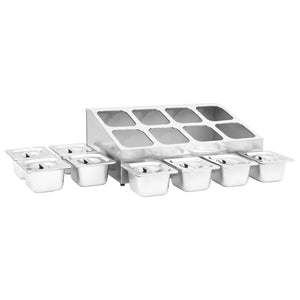 vidaXL Gastronorm Stand with 8 GN 1/6 Containers Stainless Steel