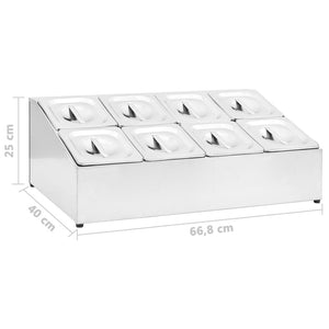 vidaXL Gastronorm Stand with 8 GN 1/6 Containers Stainless Steel