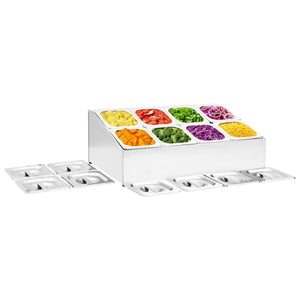 vidaXL Gastronorm Stand with 8 GN 1/6 Containers Stainless Steel