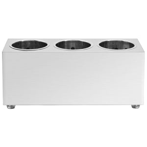 vidaXL Cutlery Caddy with 3 Compartments Rectangular Stainless Steel
