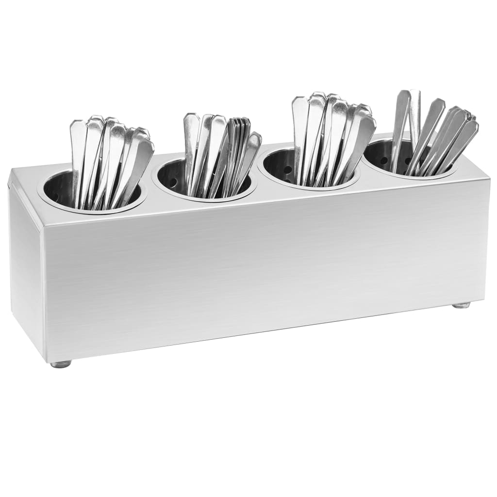 vidaXL Cutlery Caddy 4 Compartments Rectangular Stainless Steel