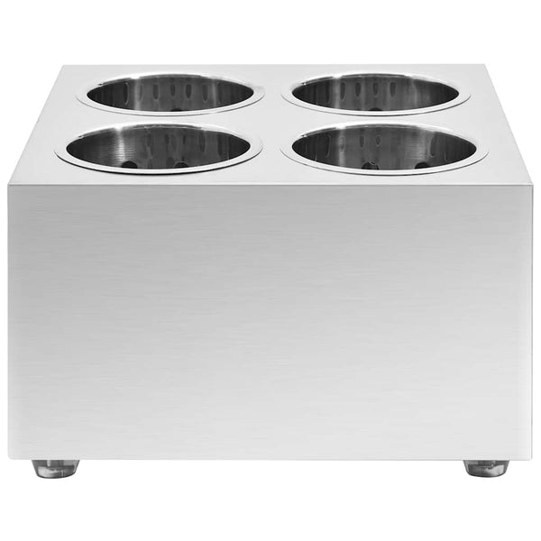 vidaXL Cutlery Caddy 4 Compartments Square Stainless Steel