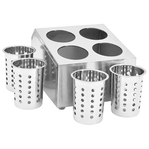 vidaXL Cutlery Caddy 4 Compartments Square Stainless Steel