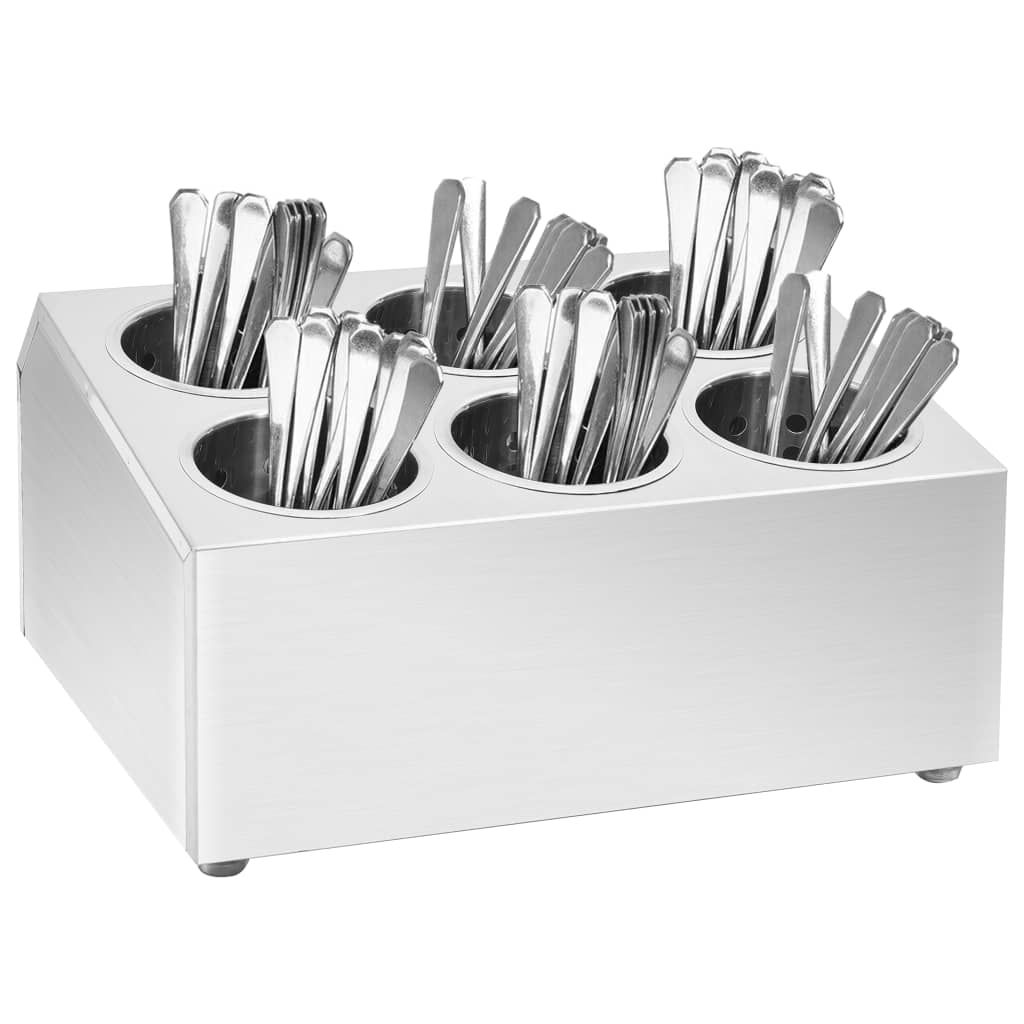 vidaXL Cutlery Holder 6 Compartments Square Stainless Steel