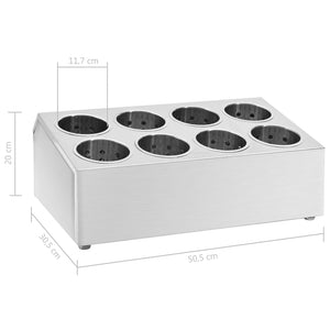 vidaXL Cutlery Caddy 8 Compartments Rectangular Stainless Steel