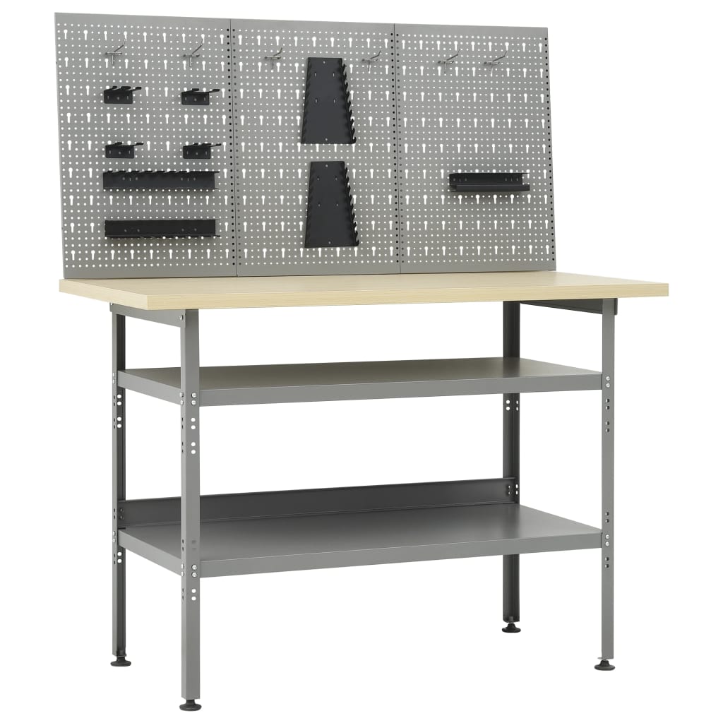 vidaXL Workbench with 3 Tool Walls