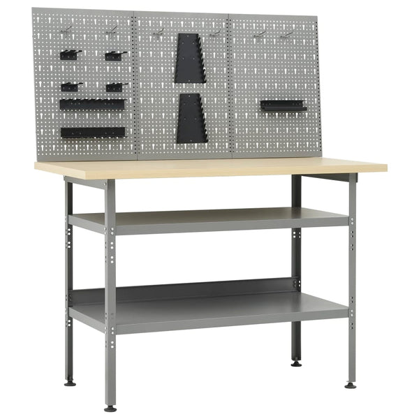 vidaXL Workbench with 3 Tool Walls