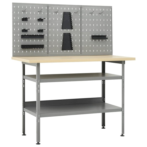 vidaXL Workbench with 3 Tool Walls