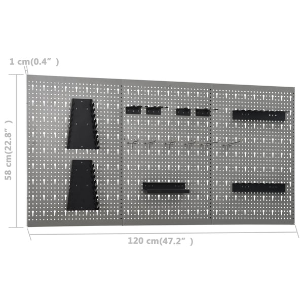 vidaXL Workbench with 3 Tool Walls
