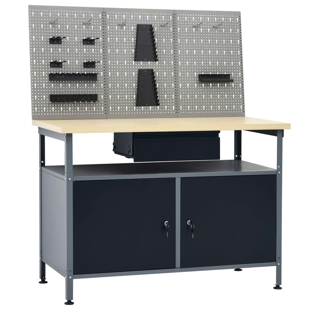 vidaXL Workbench with 3 Tool Walls