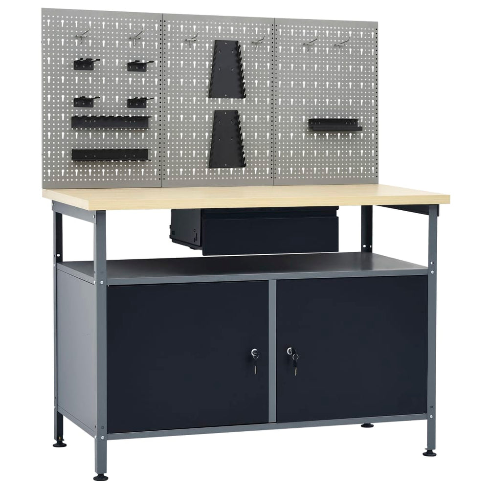vidaXL Workbench with 3 Tool Walls
