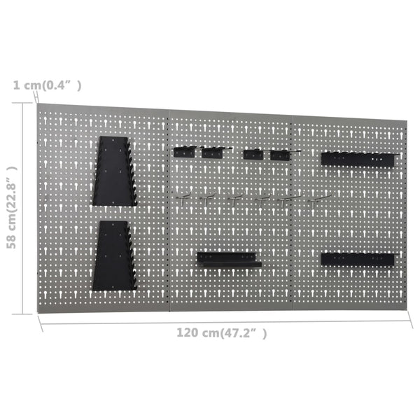vidaXL Workbench with 3 Tool Walls