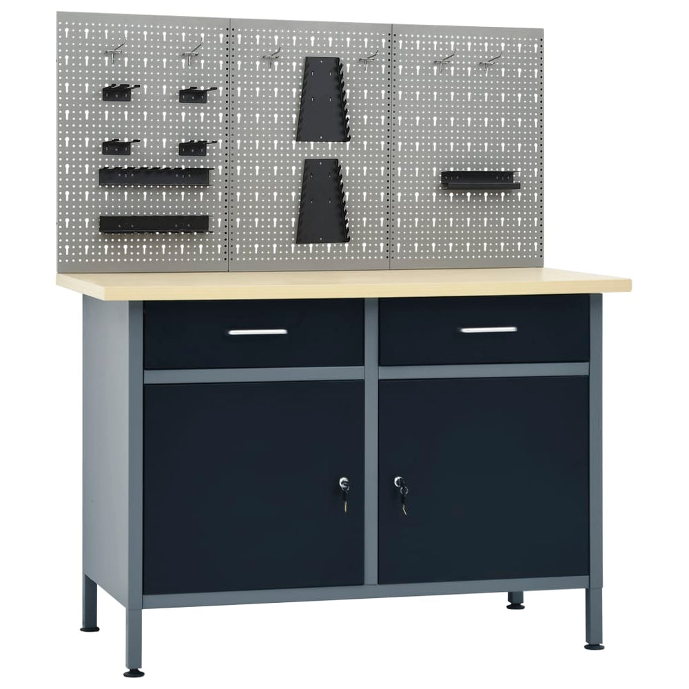 vidaXL Workbench with 3 Tool Walls