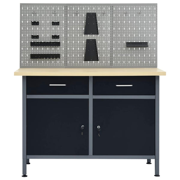 vidaXL Workbench with 3 Tool Walls